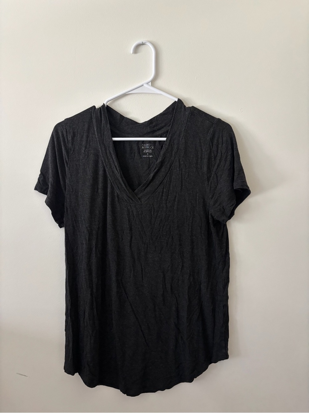 Market & Spruce Black V-Neck Short Sleeve Tee
